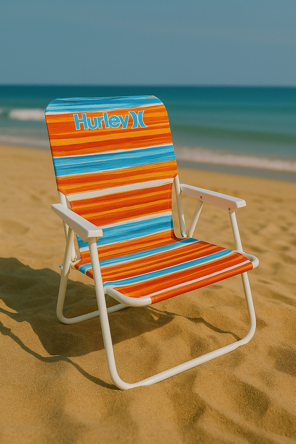 Hurley Single Position Blue and Red Design Beach Chair