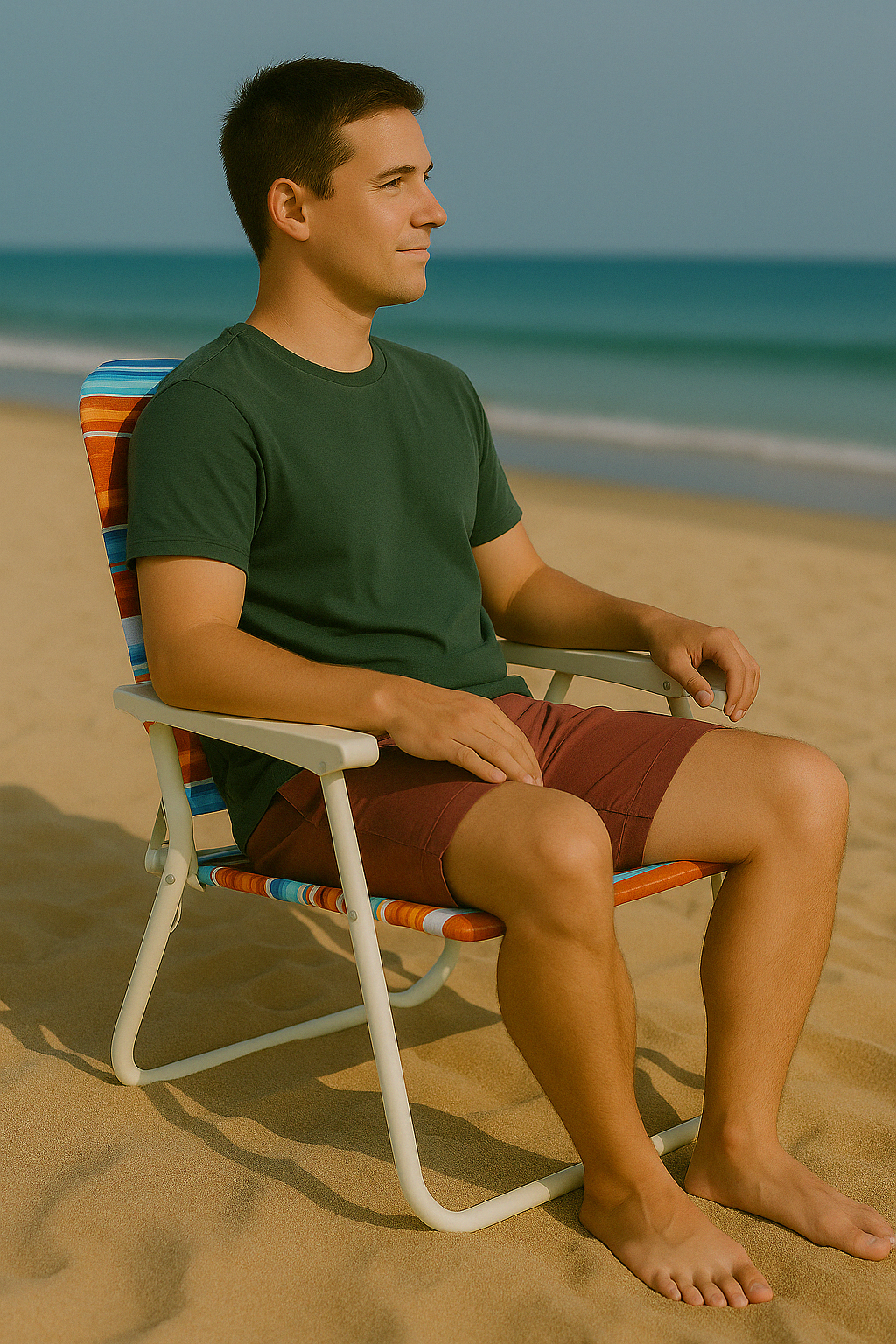 Hurley Single Position Blue and Red Design Beach Chair