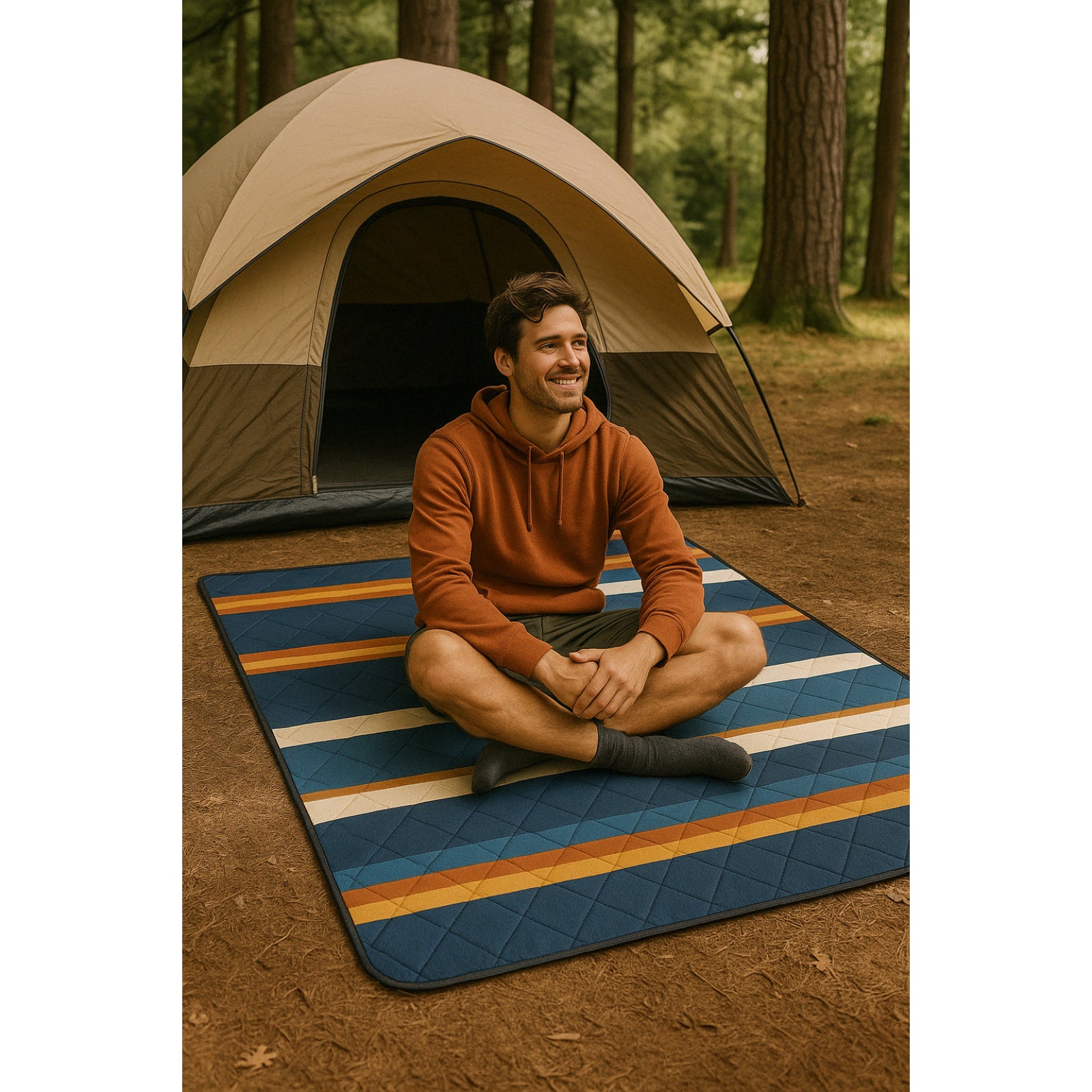 Hurley Blue Stripe Design 60X70' Packable Camping Mat