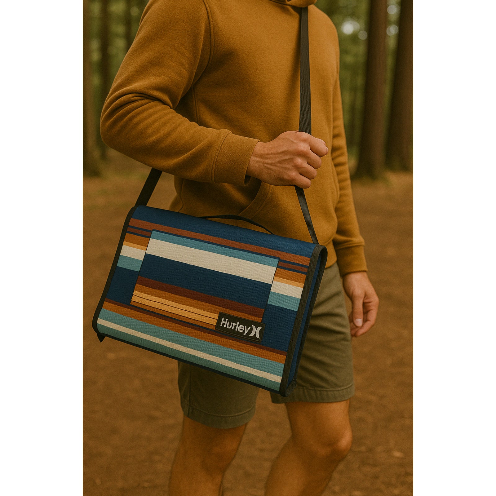 Hurley Blue Stripe Design 60X70' Packable Camping Mat