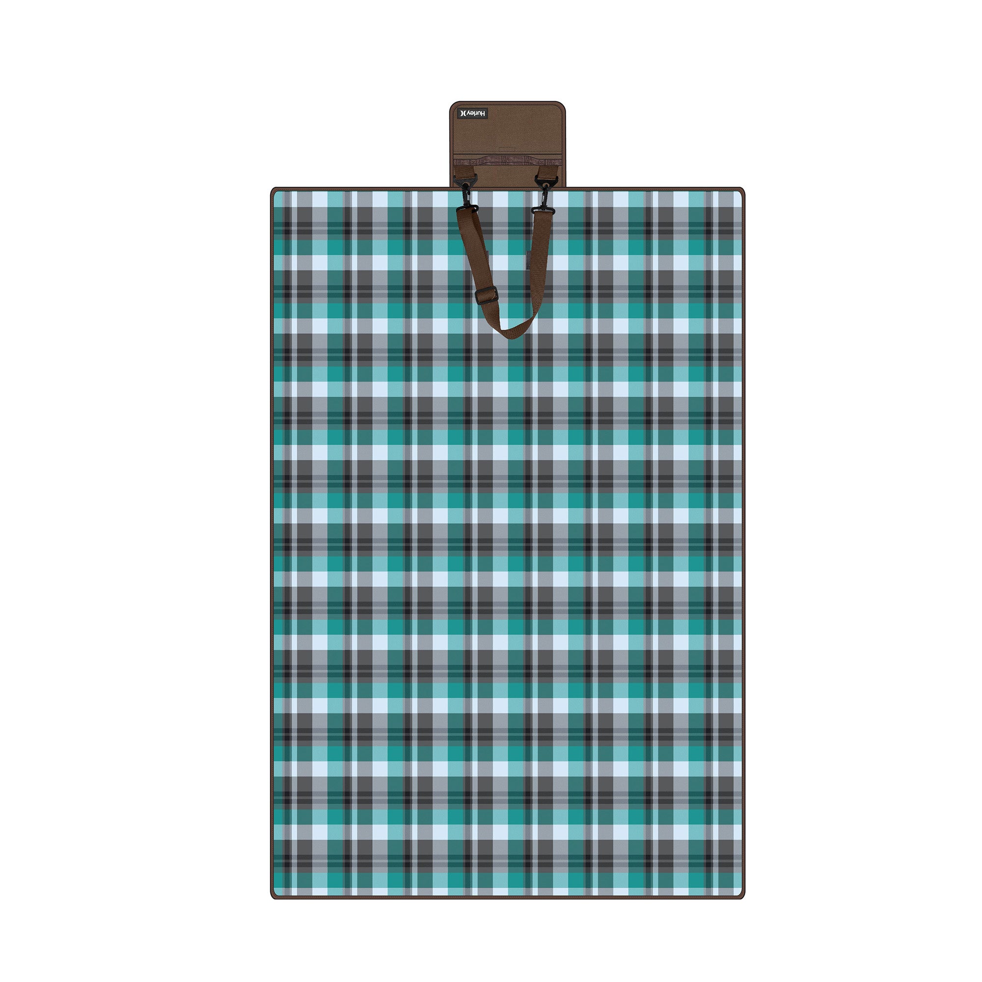 Hurley Teal/Grey Plaid Design 60"X90" Acrylic Camp Blanket