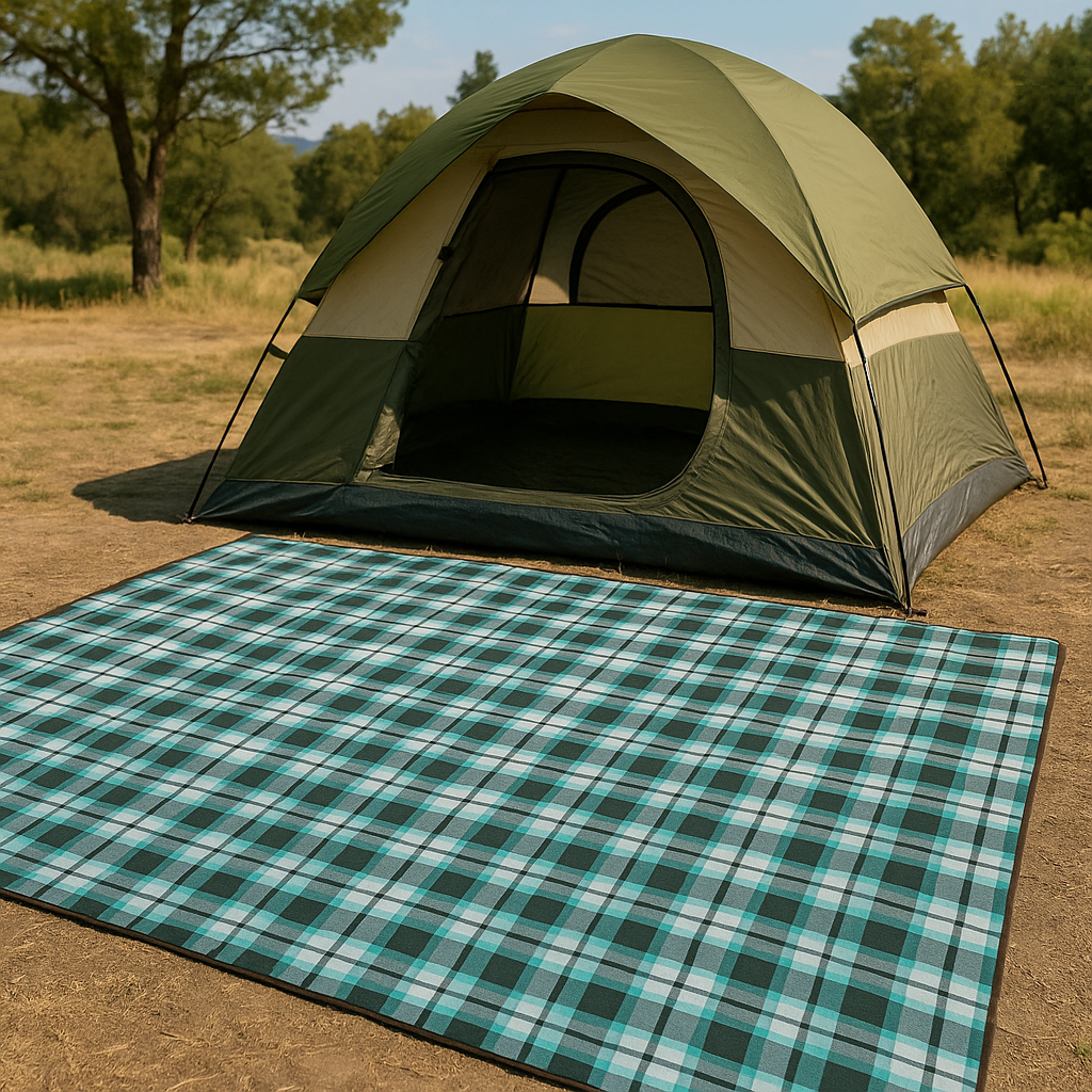 Hurley Teal/Grey Plaid Design 60"X90" Acrylic Camp Blanket
