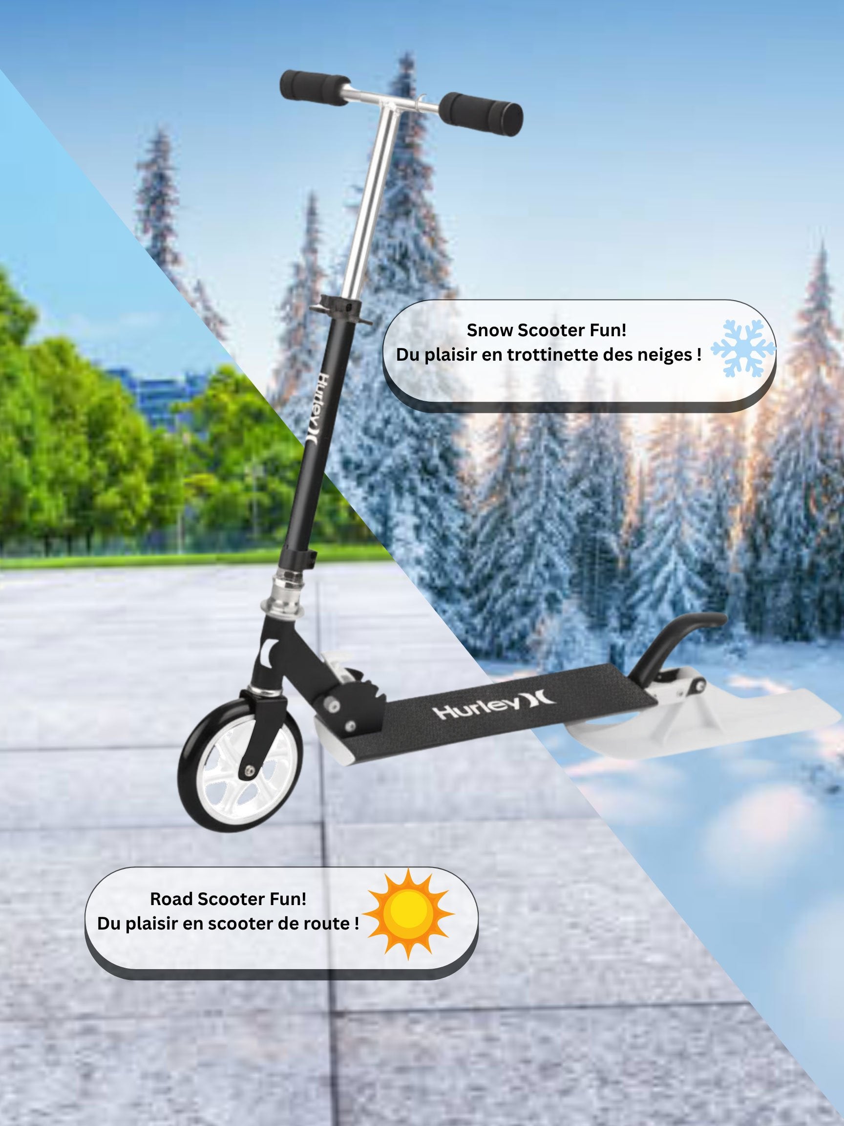 Hurley 2-In-1 Adjustable Snow Or Road Scooter (1700004A)