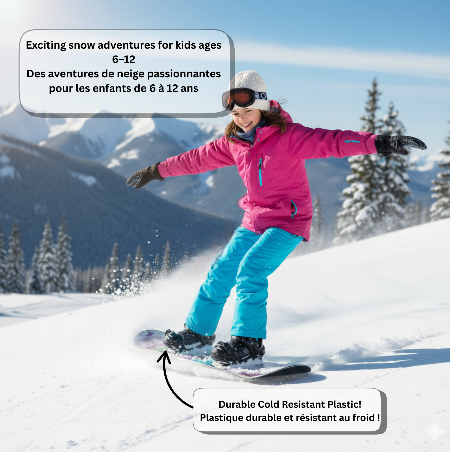 Hurley 48" Printed Beginner Snowboard with Premium Bindings Mix Colour Mountain(1703014B)