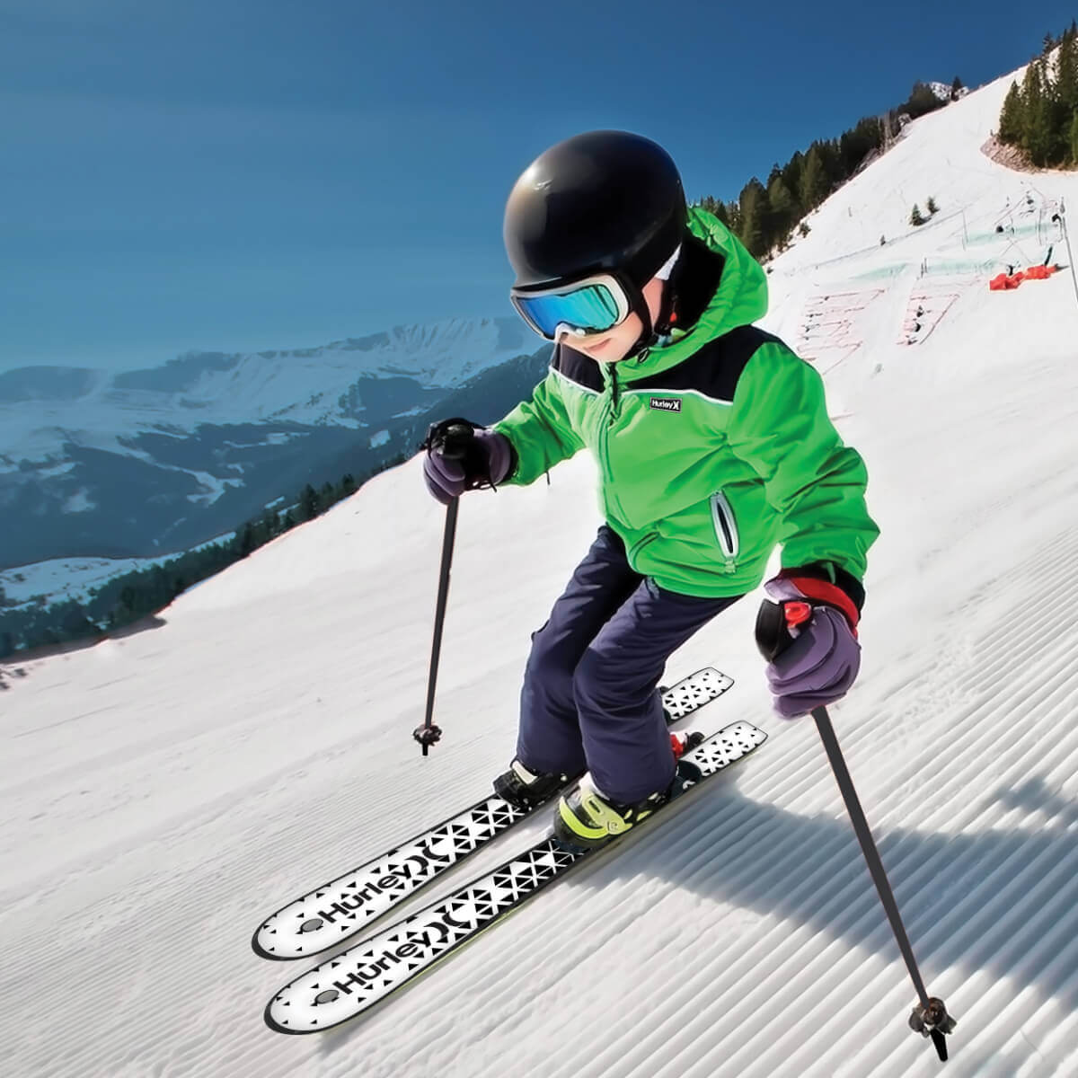 Hurley Youth Beginner Skis - Black and White (190501D)
