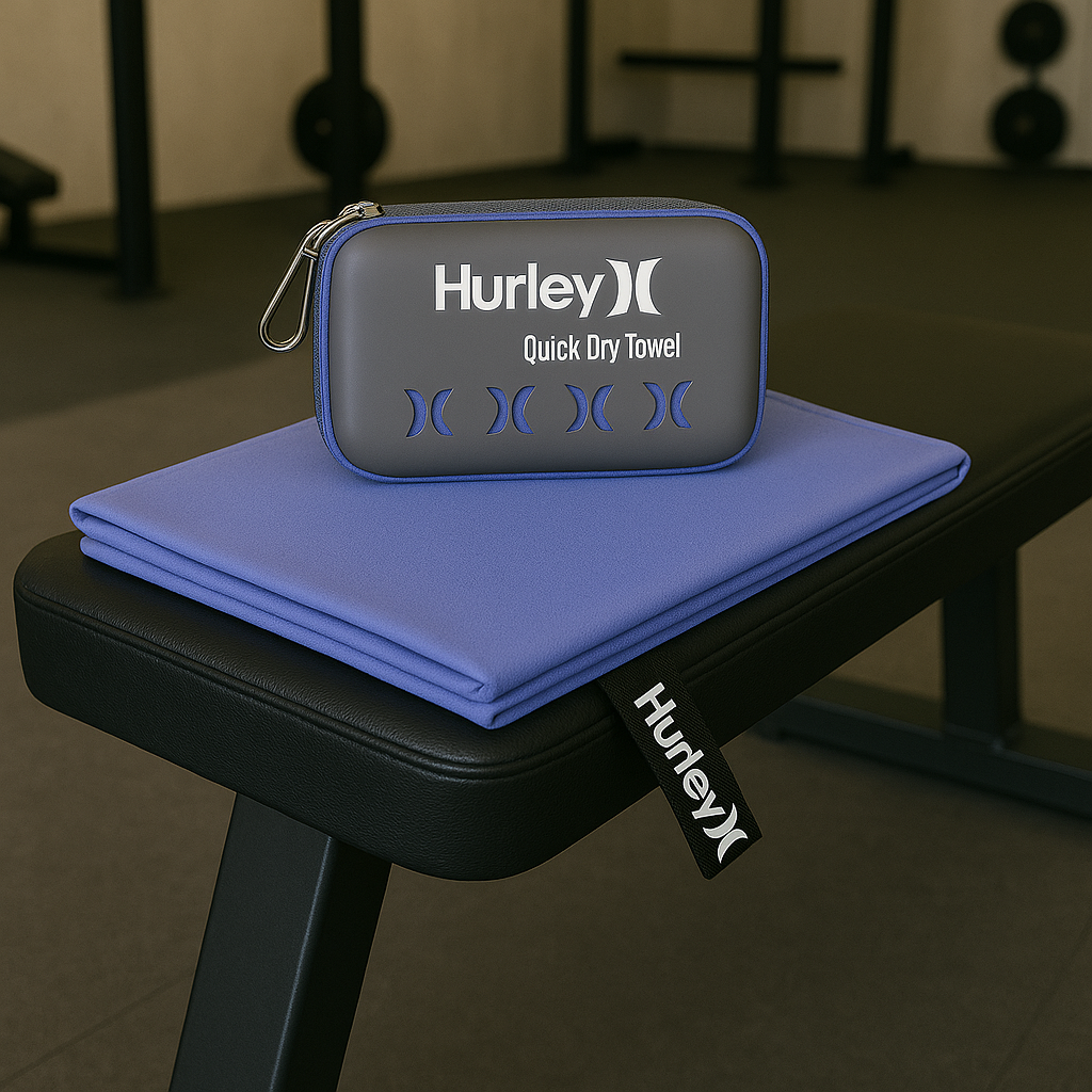 Hurley Periwinkle 12X19.5 Solid Microfiber Towel And Case