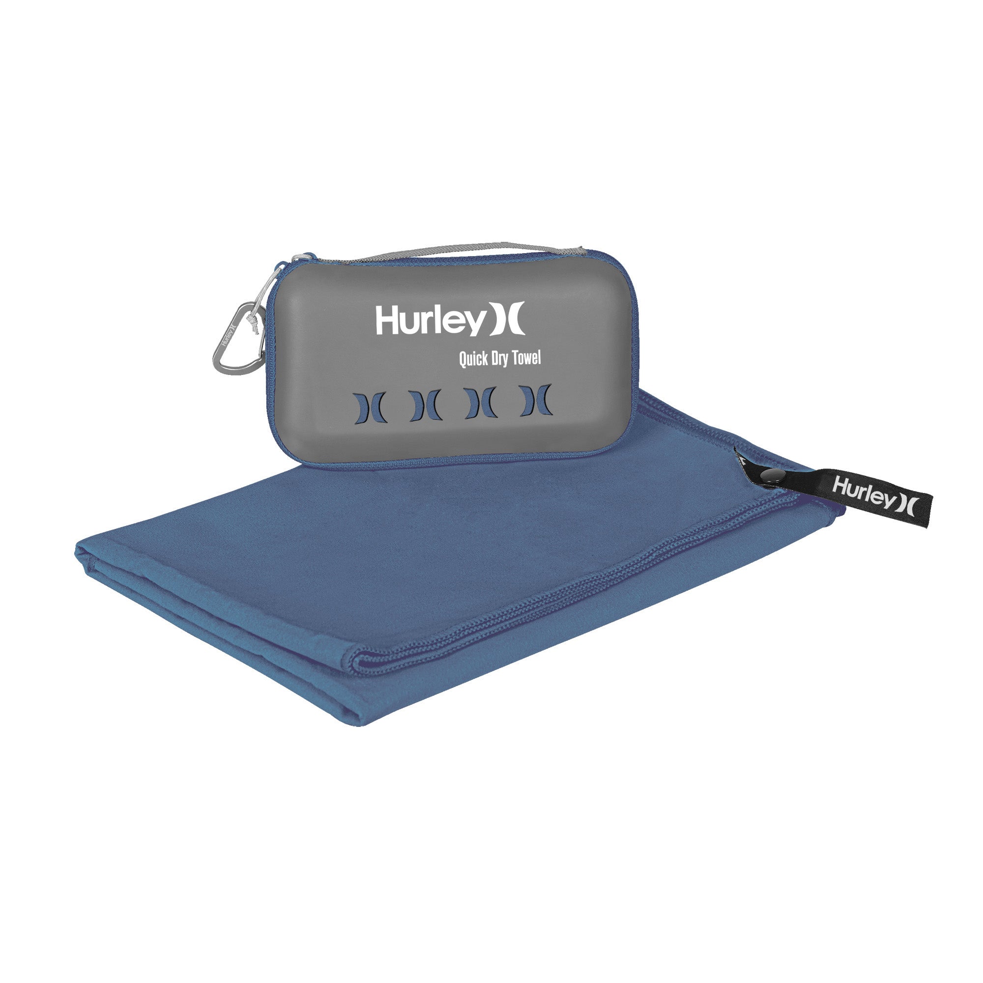 Hurley Twilight Blue 12X19.5 Solid Microfiber Towel And Case