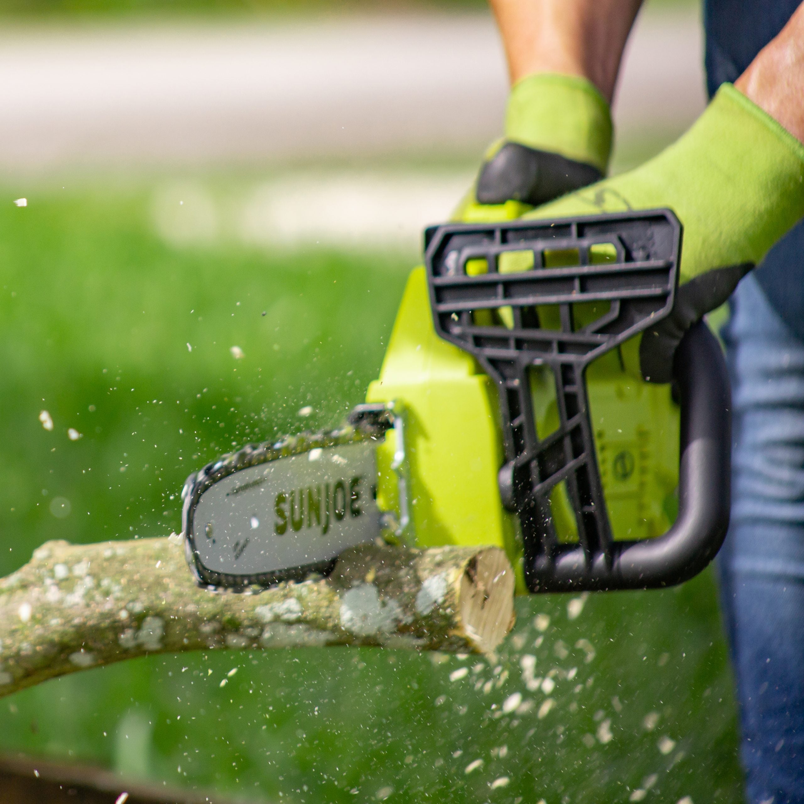 Sun Joe 24V iON 10 In, 4.0Ah Cordless Self Oiling Chain Saw, Tool-Less Bar/Chain Tension