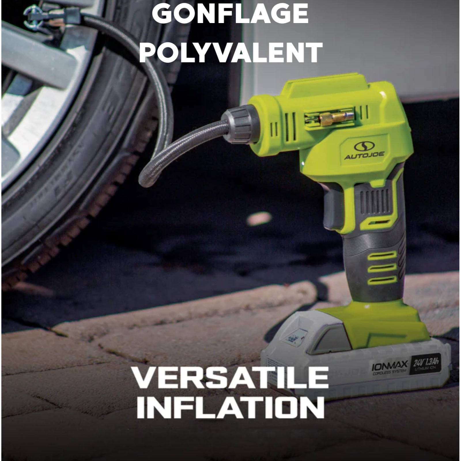 24V iON+ Cordless Tire Inflator & Air Compressor, 1.3Ah with Storage Bag