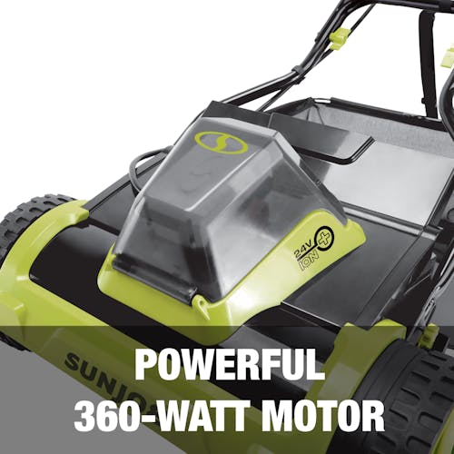 SunJoe 24V iON+ 15" Cordless Push Reel Mower, Rear Bag w/4.0-Ah Battery and Charger