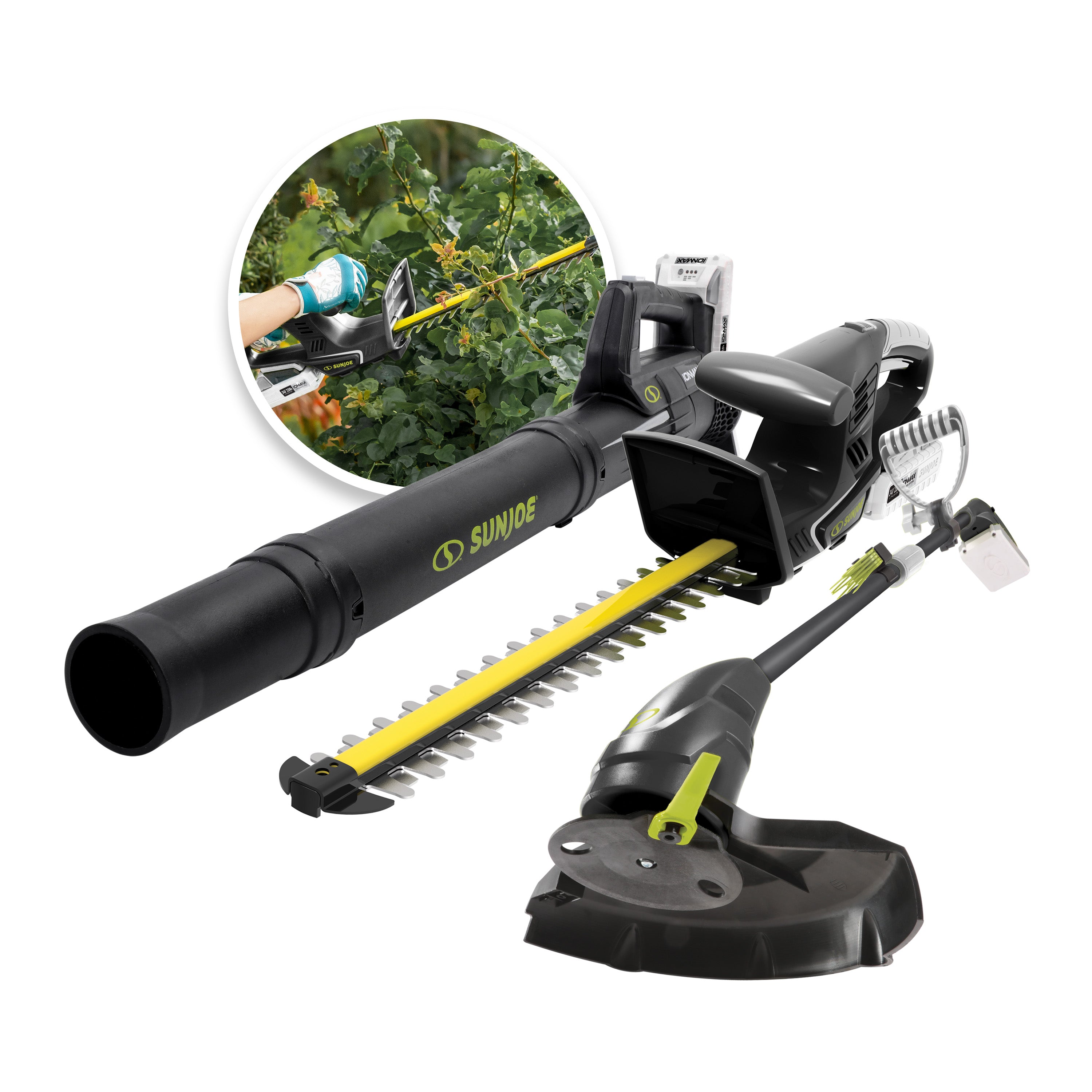 24V 3-Tool Garden Combo Kit with 2×2.0Ah Batteries & Dual-Port Rapid Charger