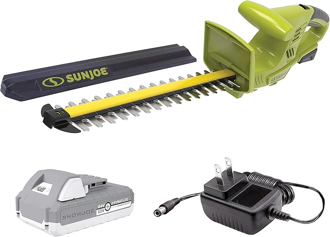 Sun Joe 18 in. 24-Volt Cordless Electric Handheld Hedge Trimmer Kit with 2.0 Ah Battery + Charger