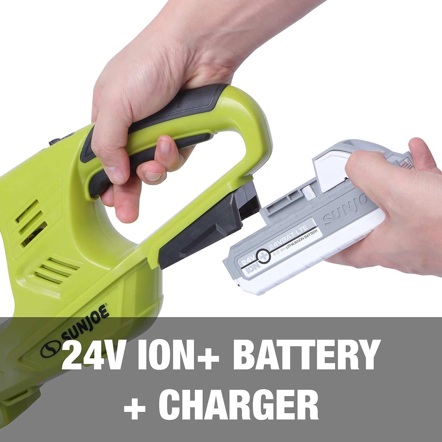 Sun Joe 18 in. 24-Volt Cordless Electric Handheld Hedge Trimmer Kit with 2.0 Ah Battery + Charger