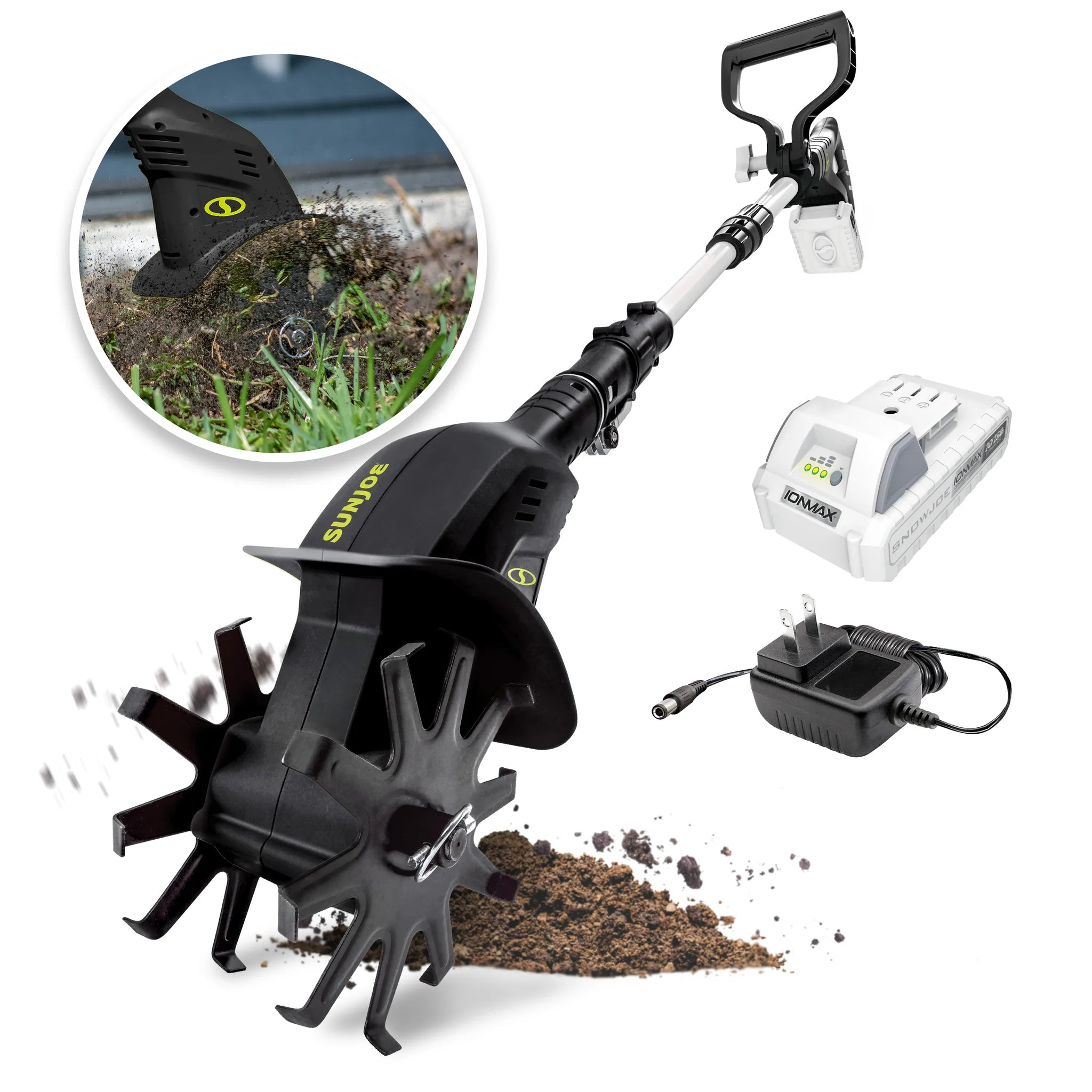 Sun Joe 24-Volt 2.0-Ah Cordless 6-Inch Cutting Swath Cordless Garden Tiller/Cultivator