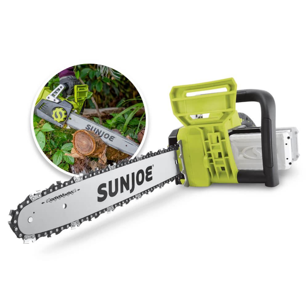 Sun Joe 48V iON+ 2.0-Ah 16-In. Cordless Chain Saw (2 x 24V 2.0Ah), with Batteries, Charger