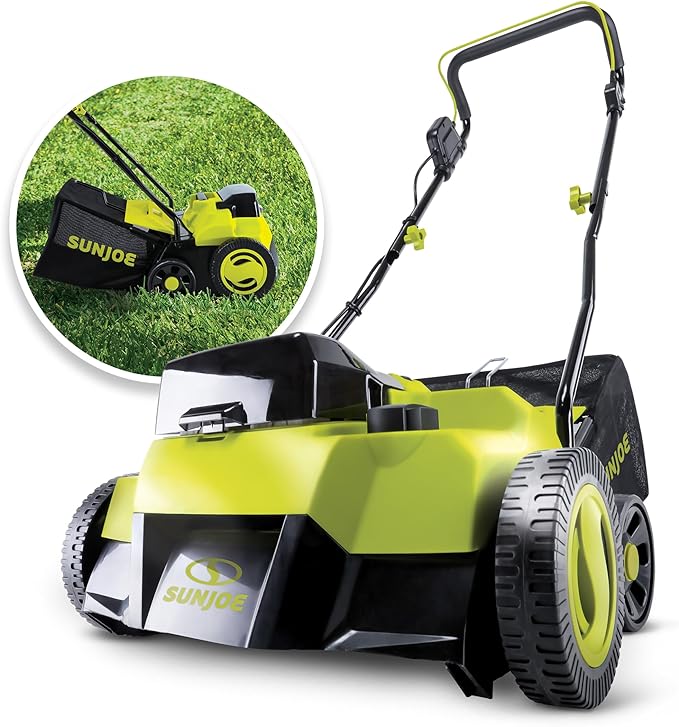 Sun Joe 24V-X2-DTS15 24V Cordless Scarifier + Dethatcher, 14" Brushless, 5-Position, 2×4.0Ah Batteries & Charger