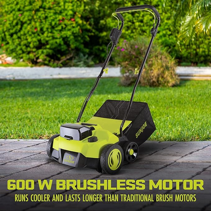Sun Joe 24V-X2-DTS15 24V Cordless Scarifier + Dethatcher, 14" Brushless, 5-Position, 2×4.0Ah Batteries & Charger