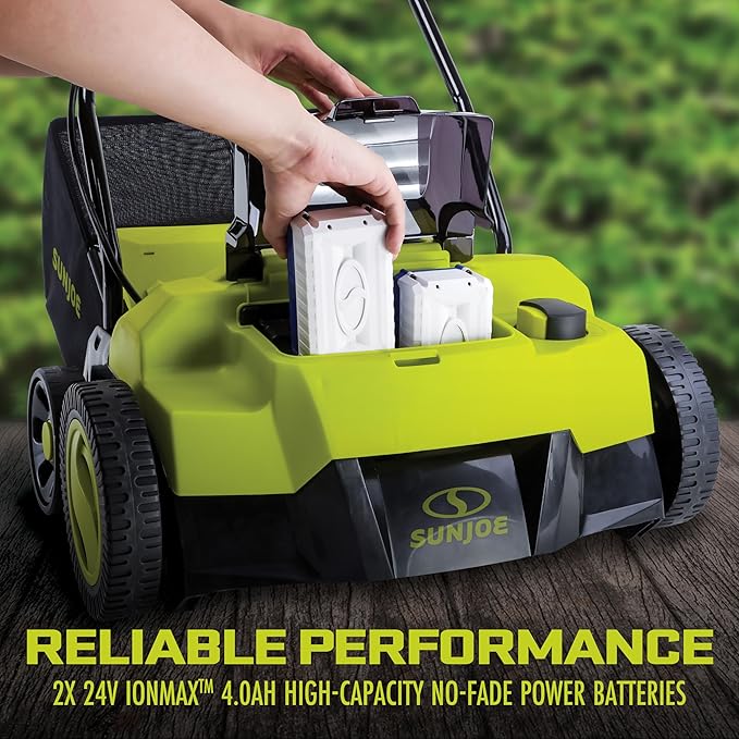 Sun Joe 24V-X2-DTS15 24V Cordless Scarifier + Dethatcher, 14" Brushless, 5-Position, 2×4.0Ah Batteries & Charger