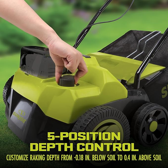 Sun Joe 24V-X2-DTS15 24V Cordless Scarifier + Dethatcher, 14" Brushless, 5-Position, 2×4.0Ah Batteries & Charger