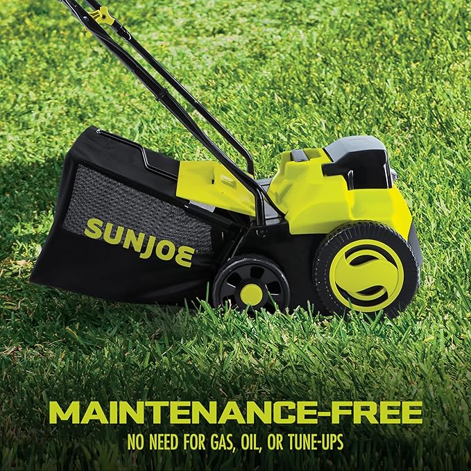 Sun Joe 24V-X2-DTS15 24V Cordless Scarifier + Dethatcher, 14" Brushless, 5-Position, 2×4.0Ah Batteries & Charger