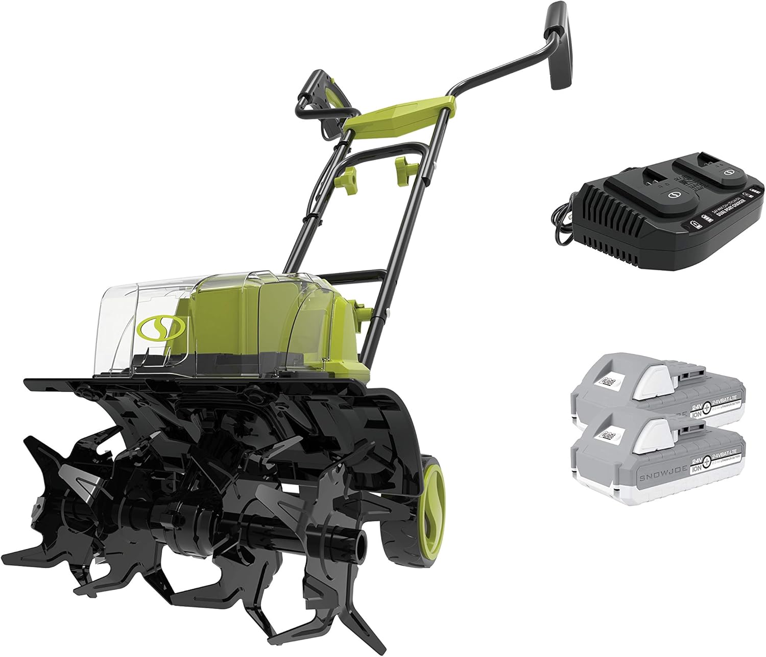 Sun Joe 24V-X2-TLR14 48V Cordless Garden Tiller & Cultivator Kit – Includes 2×2.0Ah Batteries & Dual-Port Charger