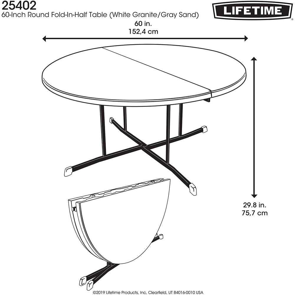 LIFETIME 60-Inch Round Fold-In-Half Table (Commercial)
