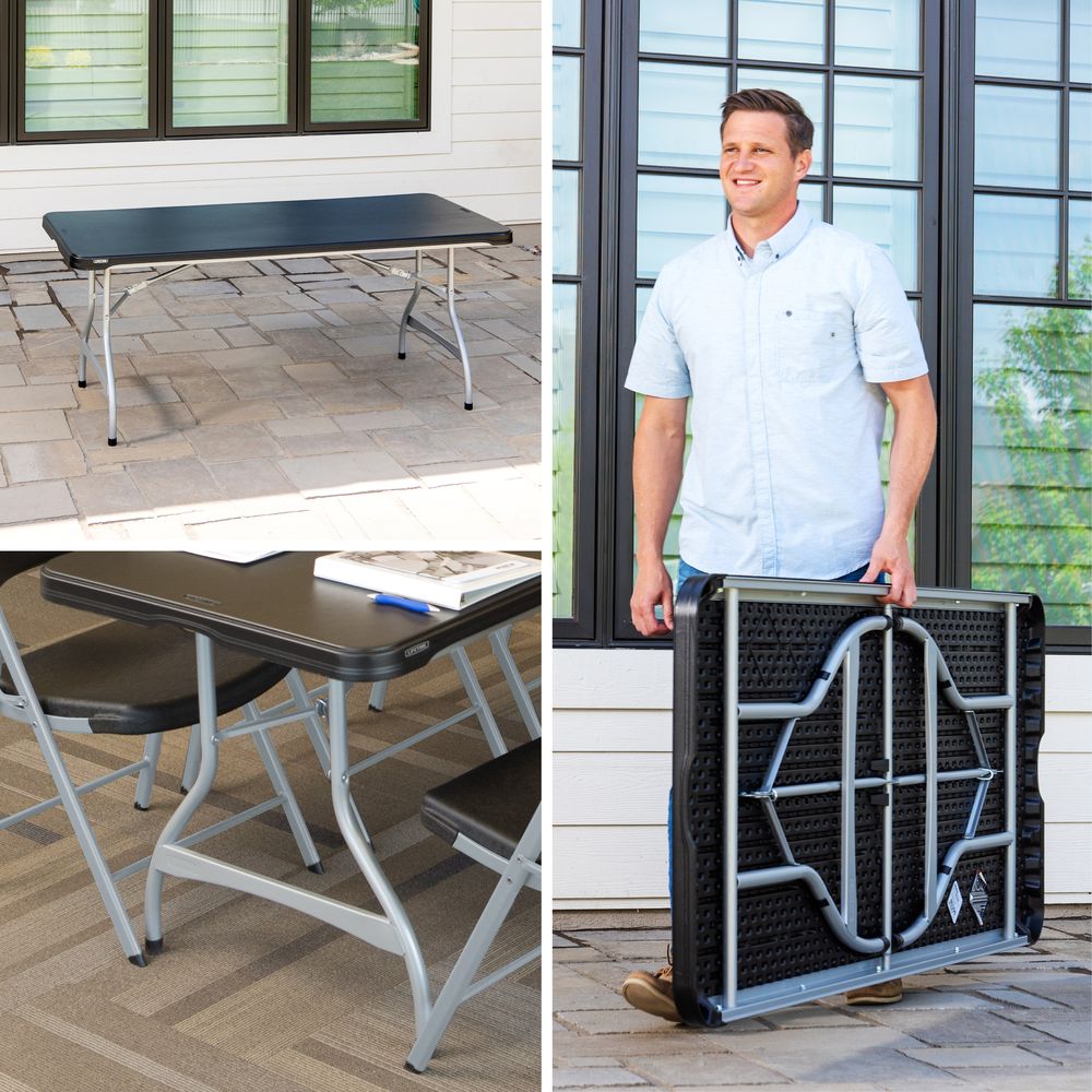 LIFETIME Premium Commercial 6 Foot Foldable Table, Black
