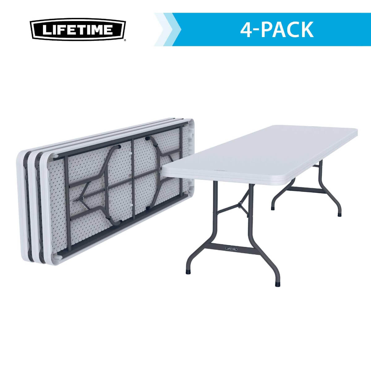 Lifetime Rectangle Commercial 8' Folding Table, White Granite Gray - Single