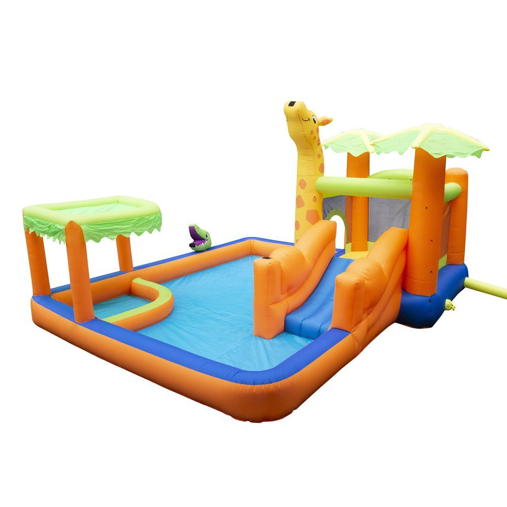 BANZAI Giant Inflatable Safari Splash Water Park with Pool, Bouncer & Slide