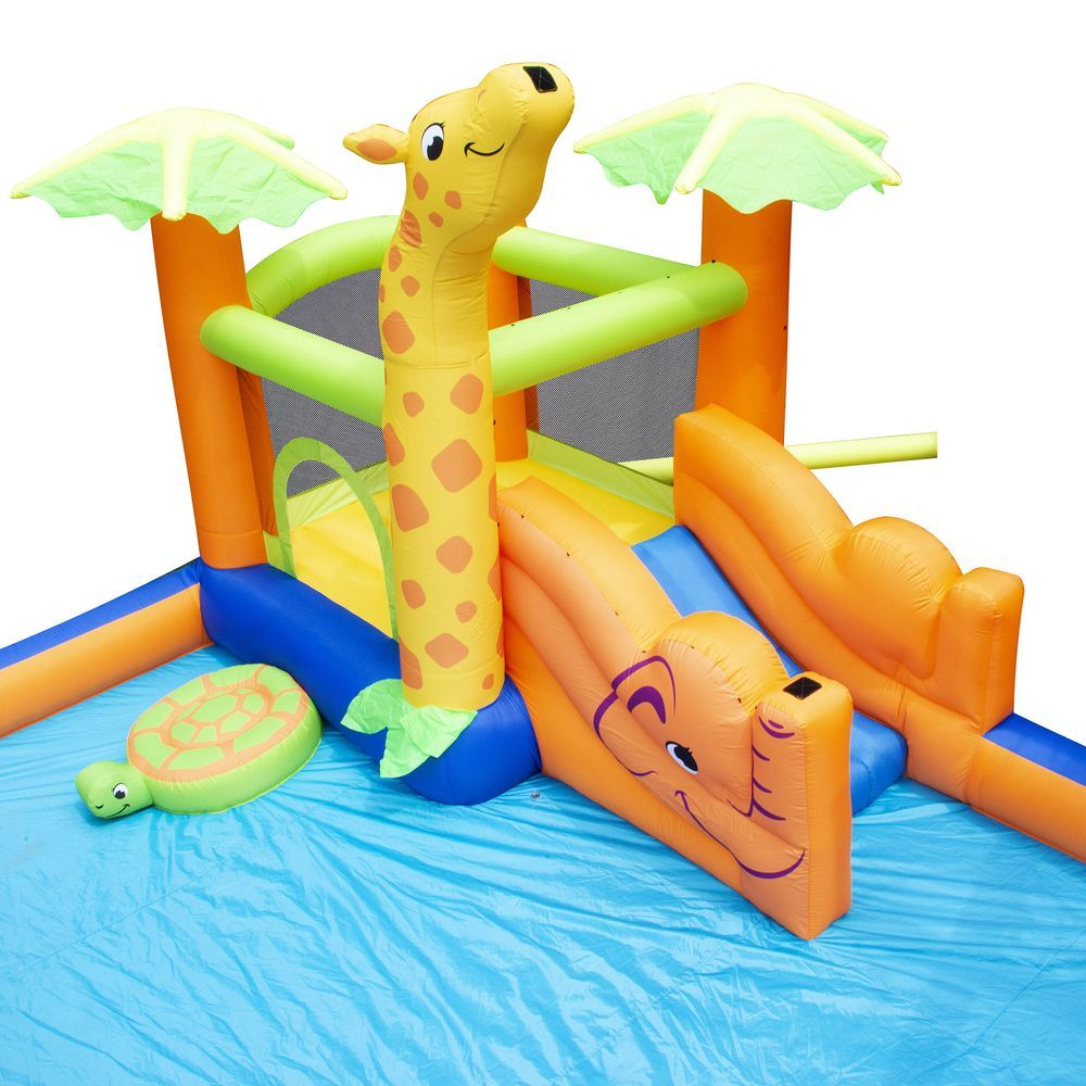 BANZAI Giant Inflatable Safari Splash Water Park with Pool, Bouncer & Slide