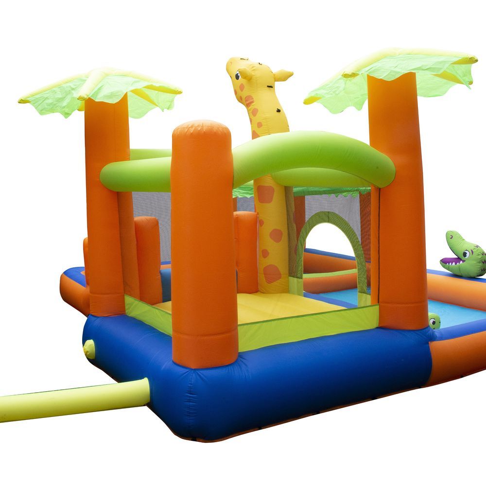 BANZAI Giant Inflatable Safari Splash Water Park with Pool, Bouncer & Slide