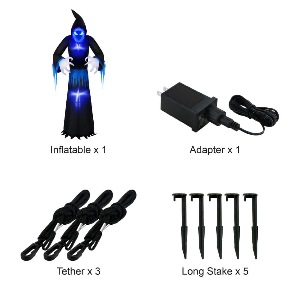 Occasions Halloween 8 Foot Inflatable Infinity Mirror Reaper, Black and Blue