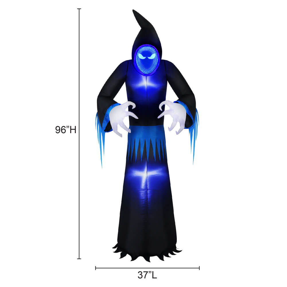 Occasions Halloween 8 Foot Inflatable Infinity Mirror Reaper, Black and Blue