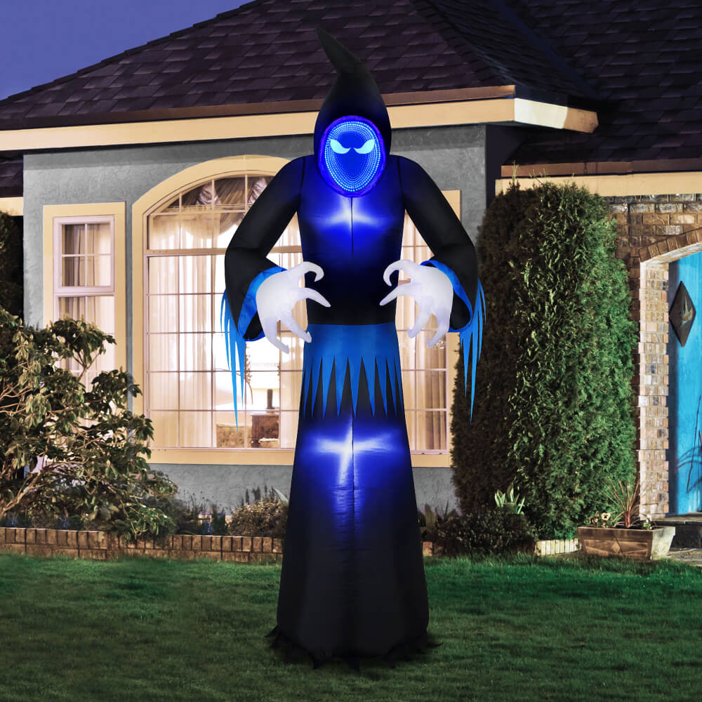 Occasions Halloween 8 Foot Inflatable Infinity Mirror Reaper, Black and Blue