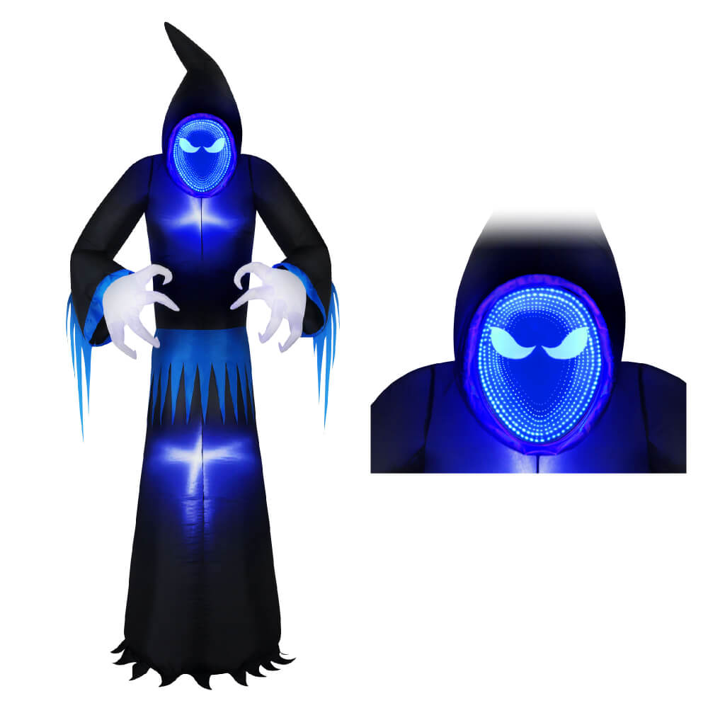 Occasions Halloween 8 Foot Inflatable Infinity Mirror Reaper, Black and Blue
