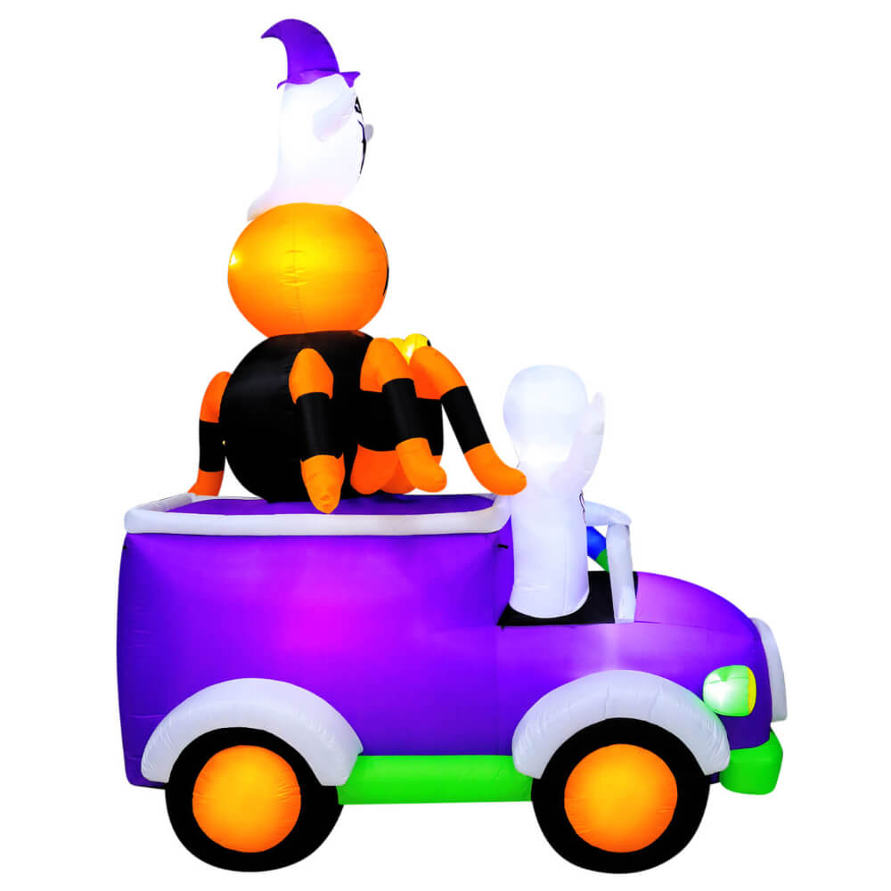Occasions Halloween 10.5 Foot Inflatable Halloween Truck with Skeleton, Frankenstein, Spider, Pumpkin and Ghost