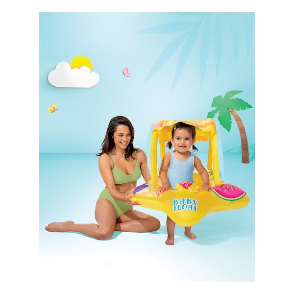Intex Yellow Kiddie Inflatable Pool Float with Sunshade