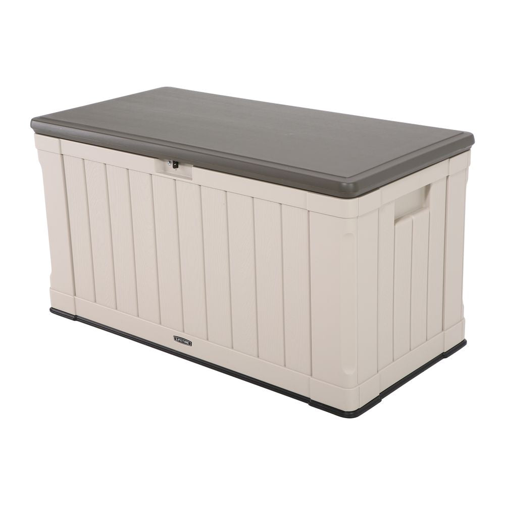 LIFETIME 116 Gallon Outdoor Storage Box, Brown Lid