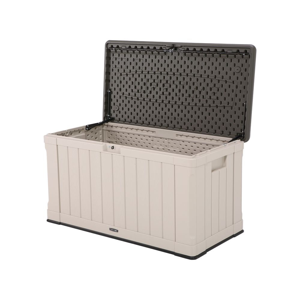 LIFETIME 116 Gallon Outdoor Storage Box, Brown Lid