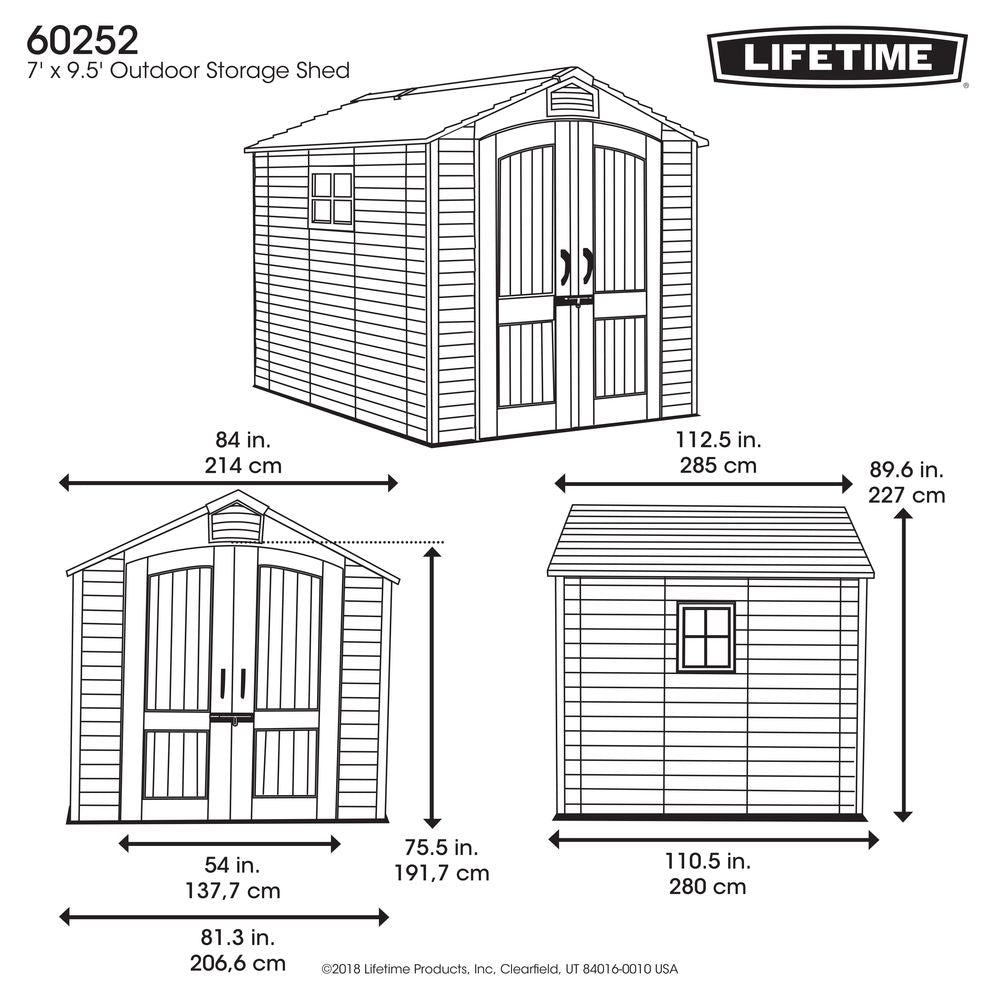 LIFETIME 7-Ft x 9.5-ft Outdoor Storage Shed