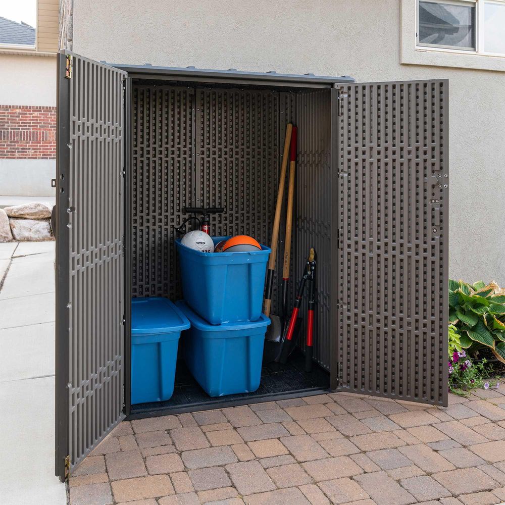 LIFETIME 53 Cubic ft Vertical Storage Shed With Rough Cut Finish