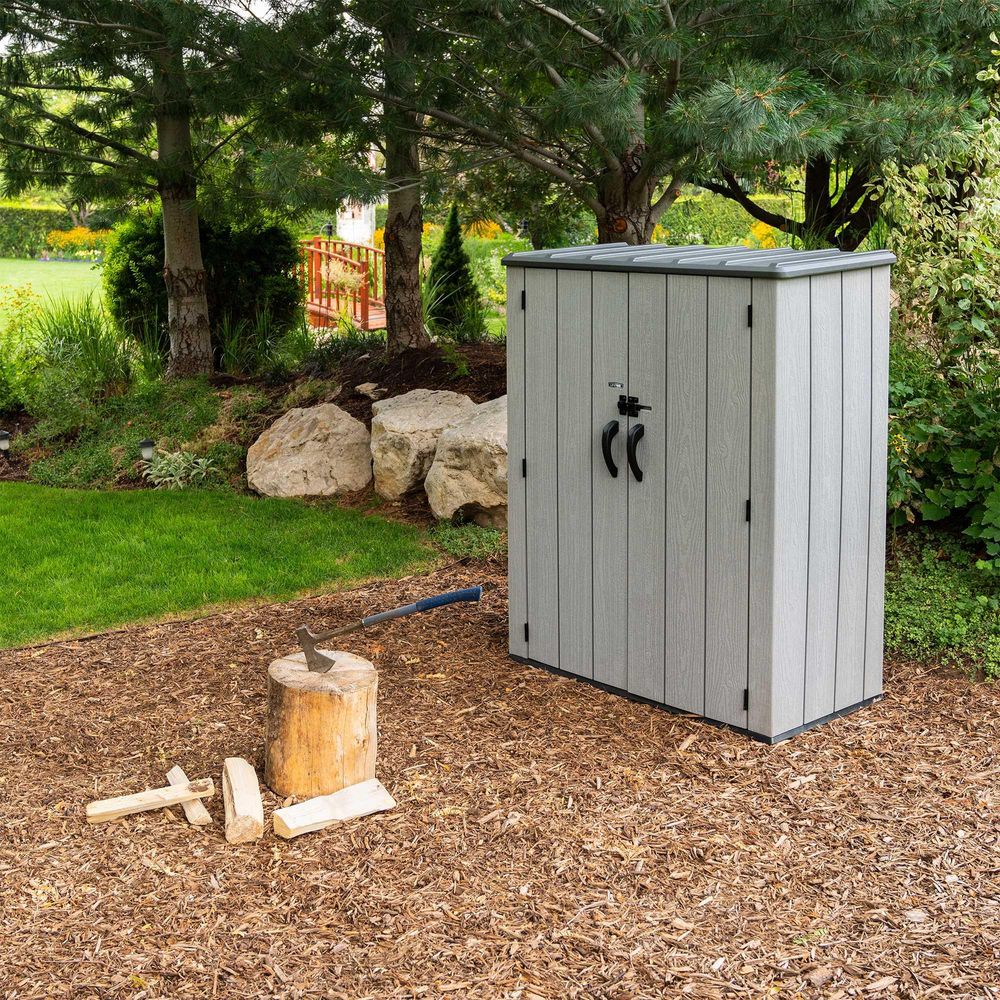 LIFETIME 53 Cubic ft Vertical Storage Shed With Rough Cut Finish
