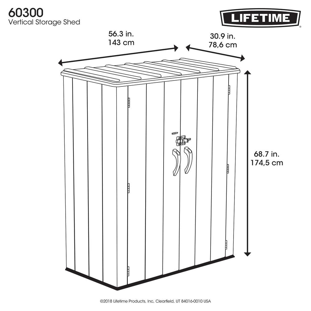 LIFETIME 53 Cubic ft Vertical Storage Shed With Rough Cut Finish