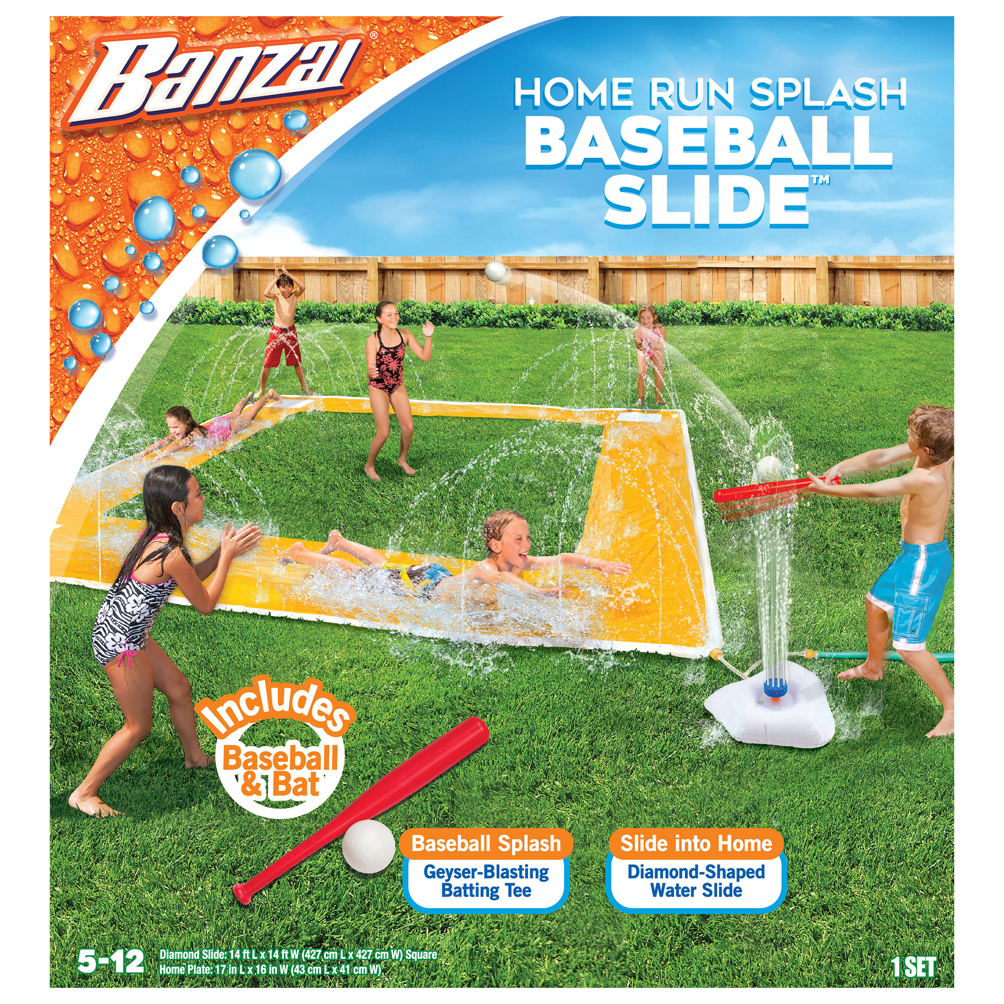 BANZAI Sprinkler Baseball Diamond Slip 'N Slide