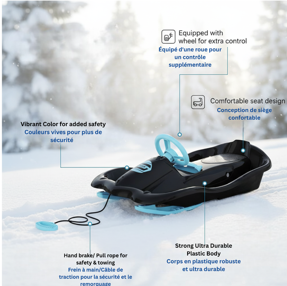 Conquest Speedster Steerable Snow Sled - Red