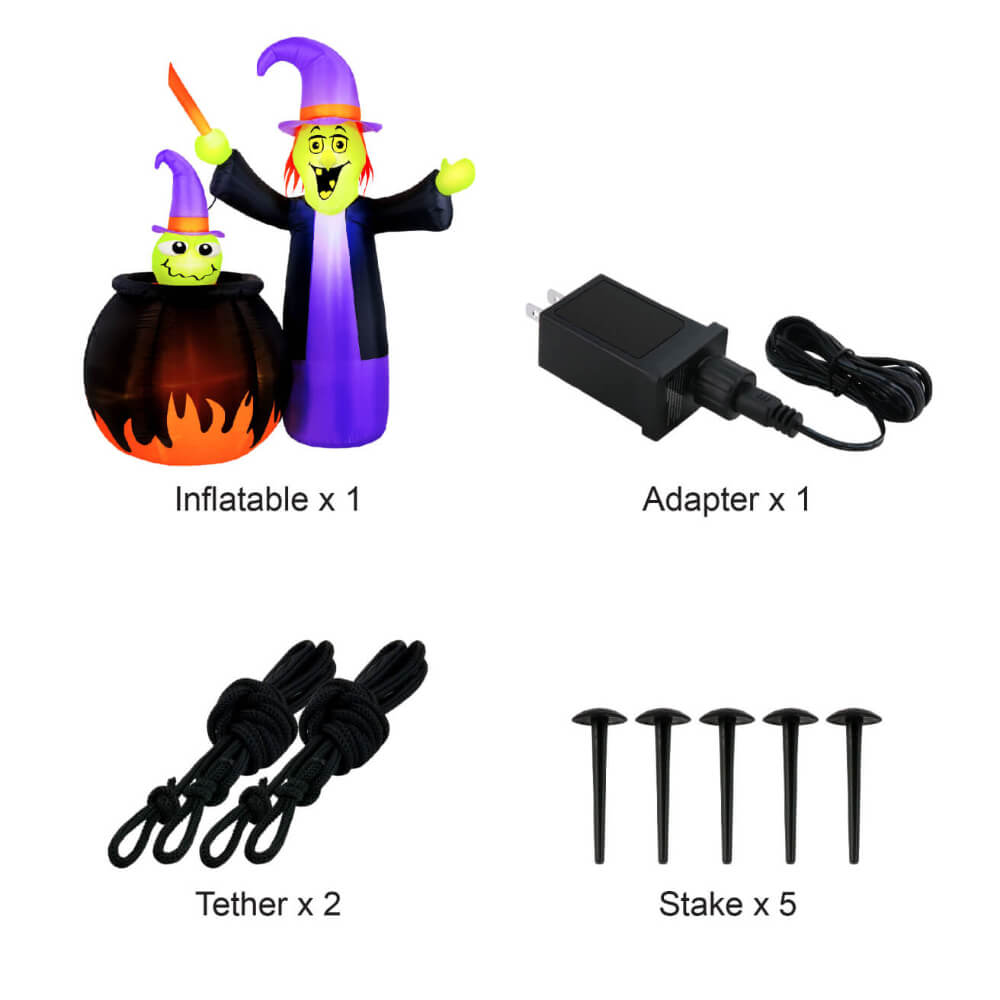 Occasions Halloween 5 Foot Inflatable Animated Witch With Cauldron