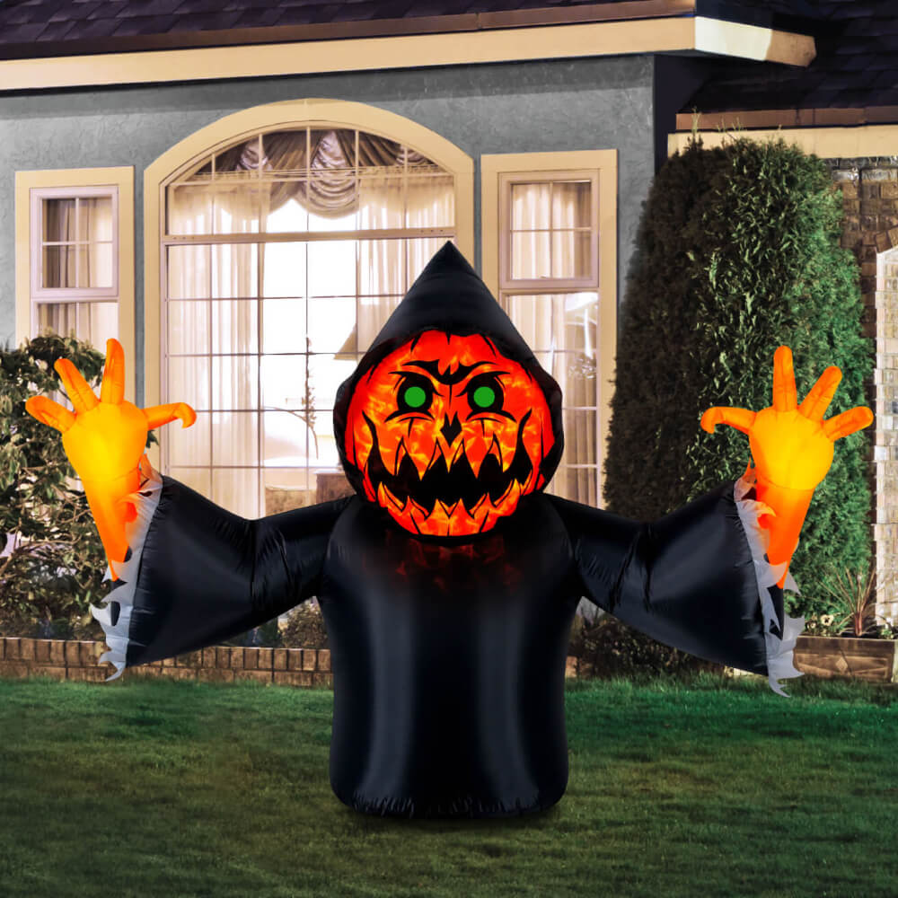 Occasions Halloween 7 Foot Inflatable Pumpkin Reaper With Swirling Lights