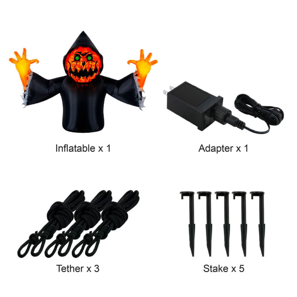 Occasions Halloween 7 Foot Inflatable Pumpkin Reaper With Swirling Lights