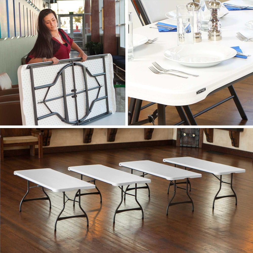 LIFETIME Premium Commercial 6 Foot Foldable Table, White Granite Colour