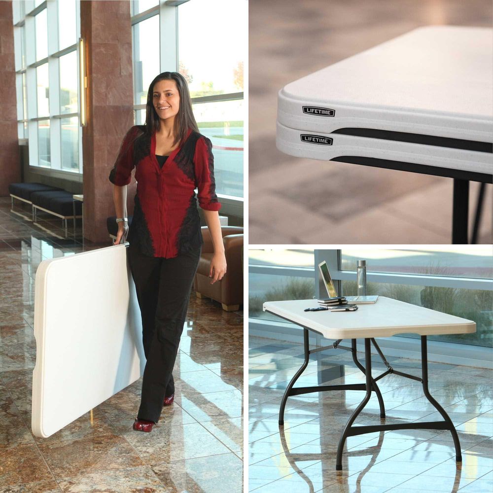 LIFETIME Premium Commercial 6 Foot Foldable Table, White Granite Colour